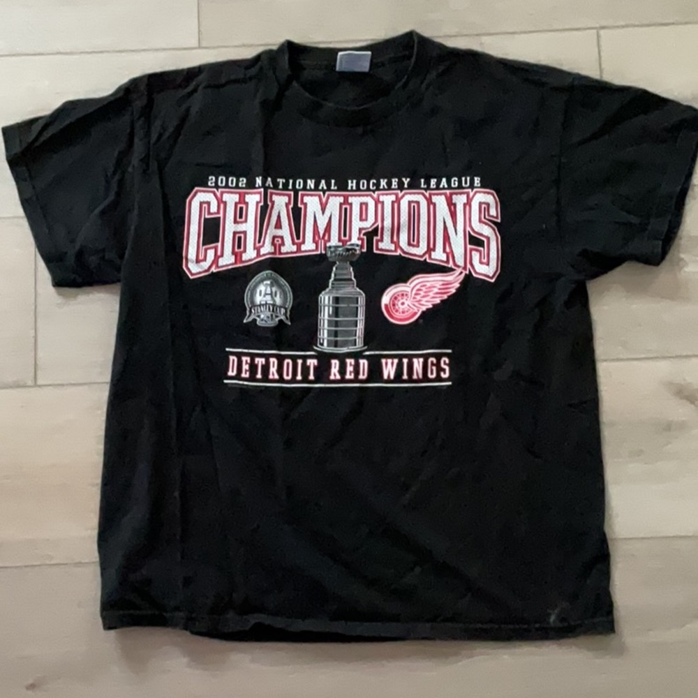 Vintage Boys XL Detroit Red Wings 2002 Champions T-Shirt